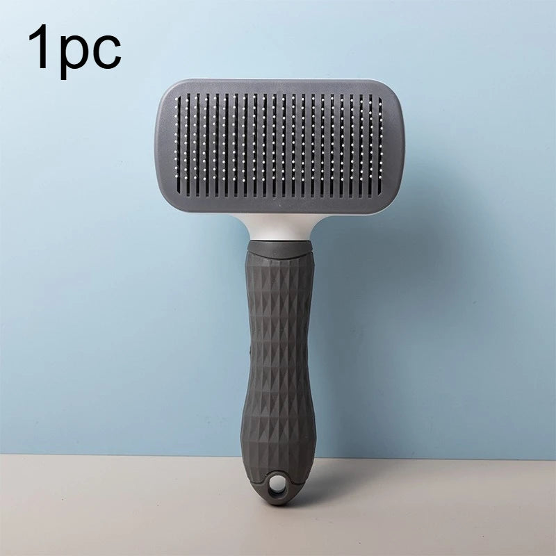 Easy-to-Clean Pet Grooming Brush with Self-Clean Button for One-Click Hair Removal - Curved Pin Deshedding Comb 7.7x4.13in(1pc)