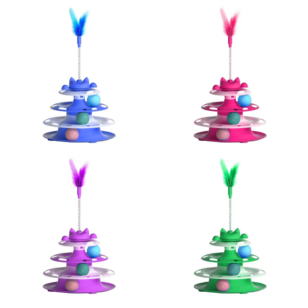 Interactive Cat Toy Set — Spinning Turntable & Feather Wand for Indoor Cats