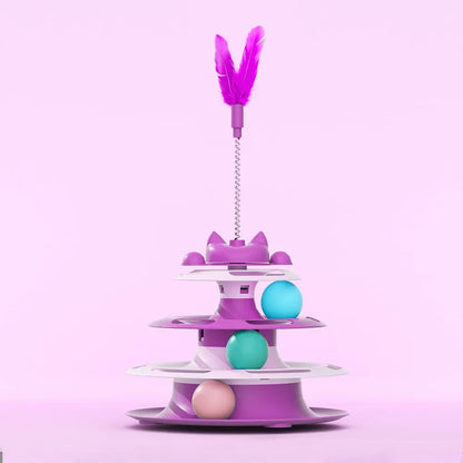 Interactive Cat Toy Set — Spinning Turntable & Feather Wand for Indoor Cats