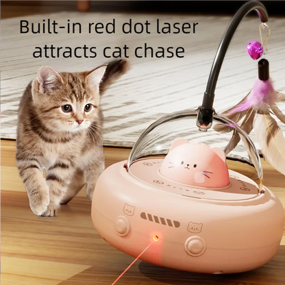 Electric Smart Teaser Cat Toy UFO Cat Teaser Stick With Bell Training Pet Toys Replaceable Feather Interactive Cat Supplies
