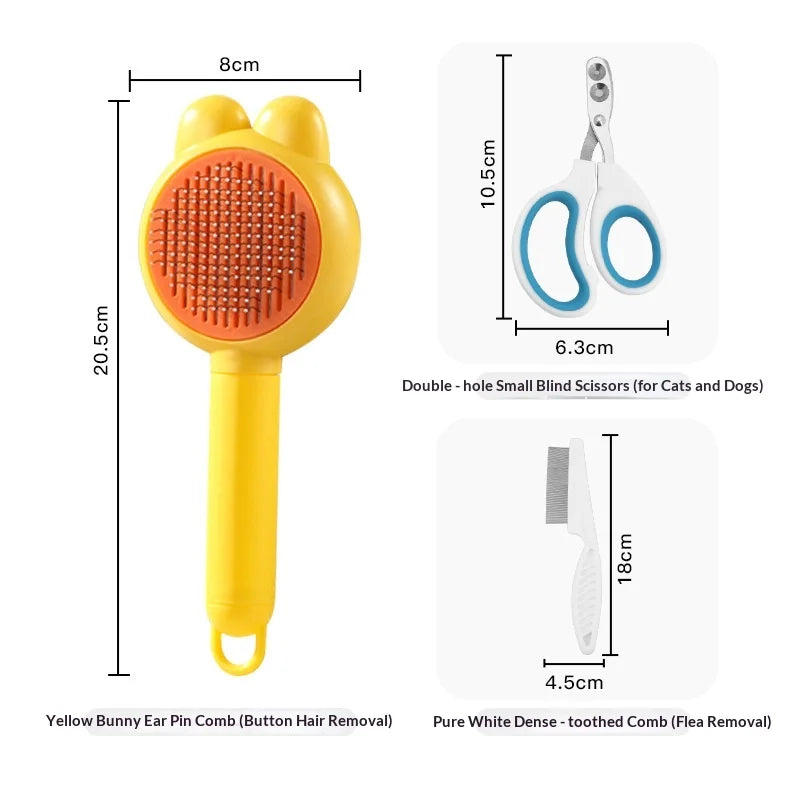 3-in-1 Pet Grooming Set, Deshedding Slicker Brush and Nail Clipper Kit for Dog Cat Fur Cleaning