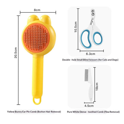 3-in-1 Pet Grooming Set, Deshedding Slicker Brush and Nail Clipper Kit for Dog Cat Fur Cleaning