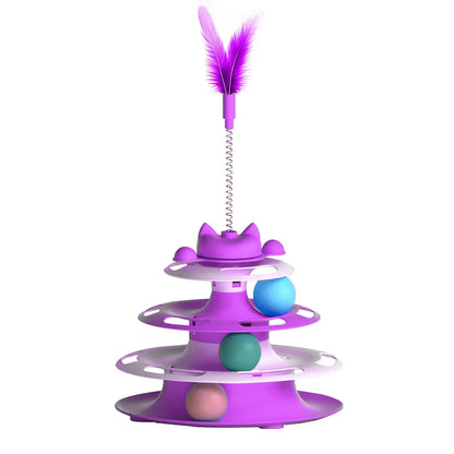Interactive Cat Toy Set — Spinning Turntable & Feather Wand for Indoor Cats