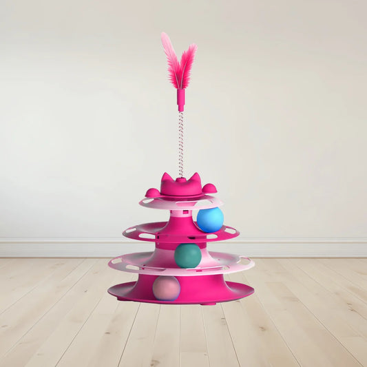 Interactive Cat Toy Set — Spinning Turntable & Feather Wand for Indoor Cats