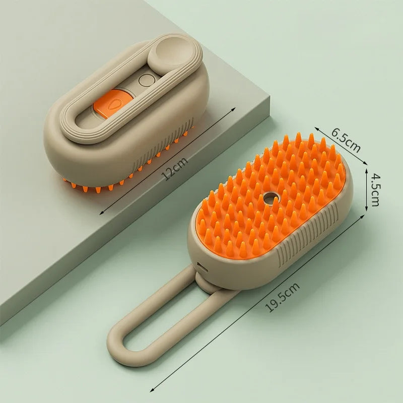 Steam Spray Pet Grooming Comb — No-Wash Detangling & Deshedding Brush