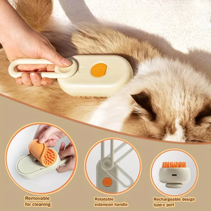 Steam Spray Pet Grooming Comb — No-Wash Detangling & Deshedding Brush
