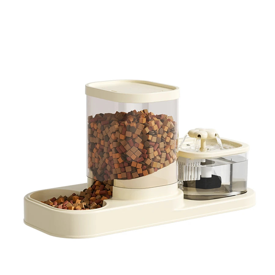 2-in-1 Cat Water Fountain & Feeder | Automatic Circulating Flow Pet Dispenser