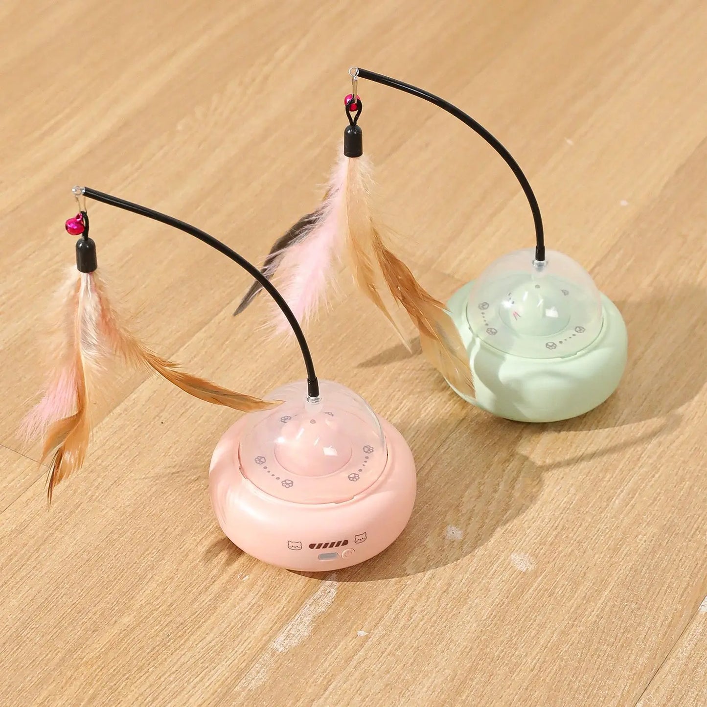 Electric Smart Teaser Cat Toy UFO Cat Teaser Stick With Bell Training Pet Toys Replaceable Feather Interactive Cat Supplies