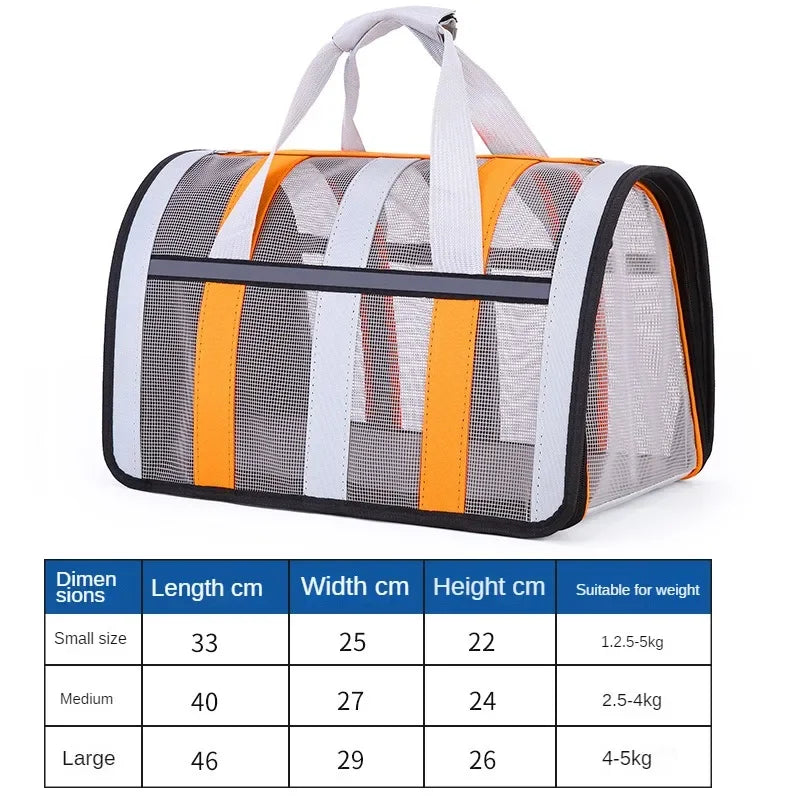 Breathable cat outing bag Pet dog Summer cross outdoor travel portable collapsible small and medium cat   cage mesh
