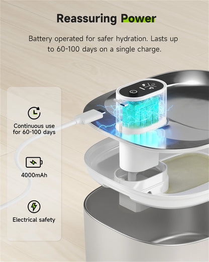 APETDOLA 4L Smart Wireless Cat Water Fountain with Automatic Sensor Drinking System for Cats