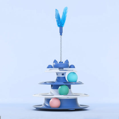 Interactive Cat Toy Set — Spinning Turntable & Feather Wand for Indoor Cats