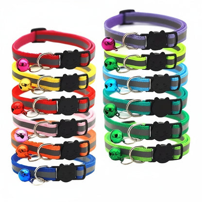 Reflective Breakaway Cat Collar Set — 10-Pack with Bells & Round Ears