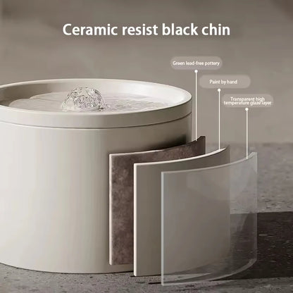 Automatic Cat Water Dispenser with цирculation Flow System and Premium Ceramic Drinking Bowl for Cats
