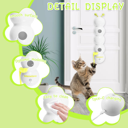 Smart Caterpillars Toy Rechargeable Motion Activated Interactive Cat Toy with Suction Cup Wall and Window Mounted for Pet