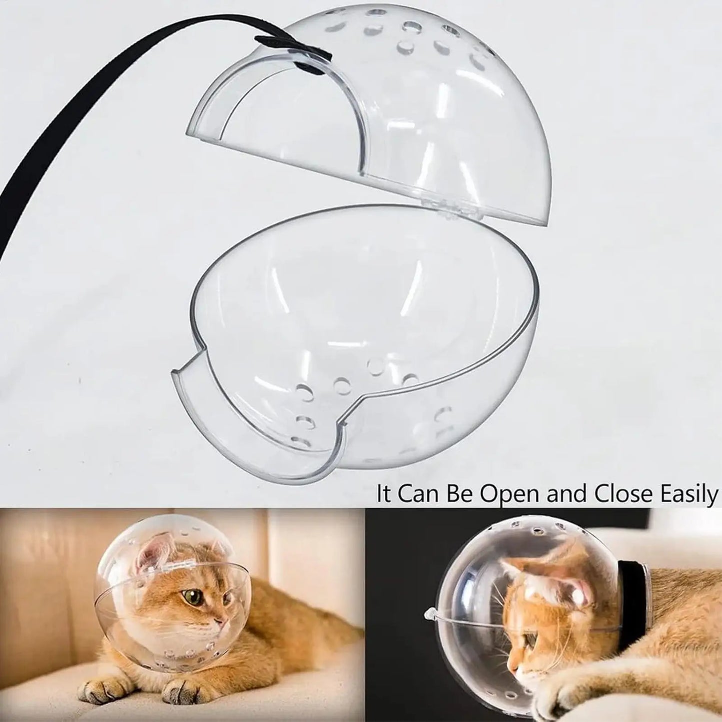 Breathable Bubble Cat Muzzle — Transparent Grooming Helmet for Cats & Small Dogs
