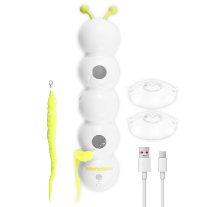 Smart Caterpillars Toy Rechargeable Motion Activated Interactive Cat Toy with Suction Cup Wall and Window Mounted for Pet