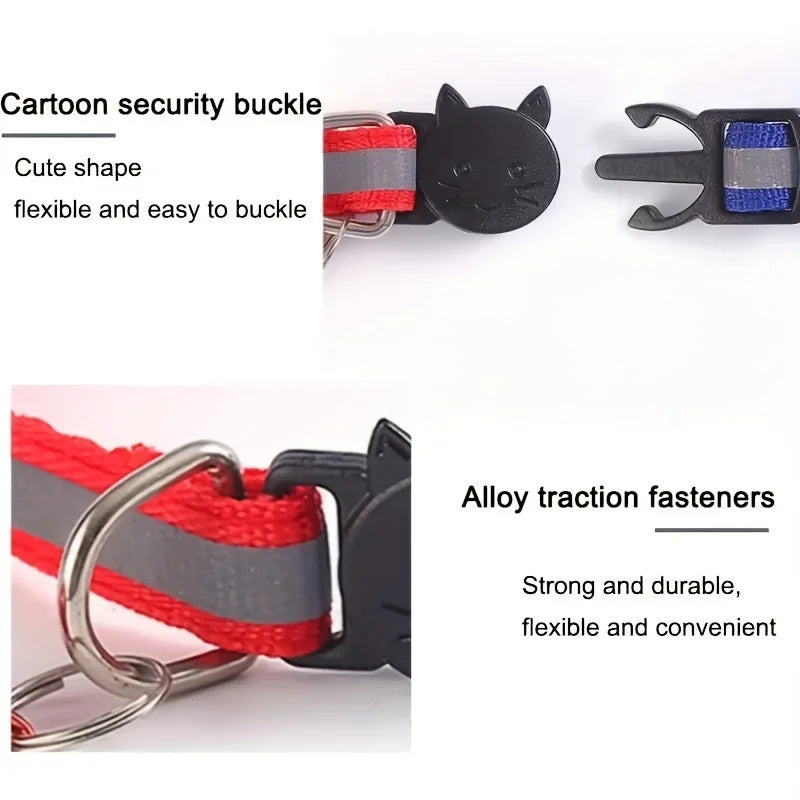 Reflective Breakaway Cat Collar Set — 10-Pack with Bells & Round Ears