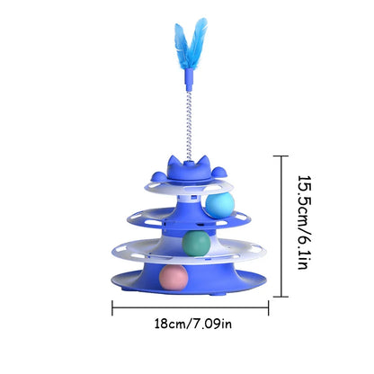 Interactive Cat Toy Set — Spinning Turntable & Feather Wand for Indoor Cats
