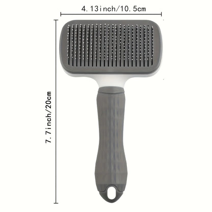 Easy-to-Clean Pet Grooming Brush with Self-Clean Button for One-Click Hair Removal - Curved Pin Deshedding Comb 7.7x4.13in(1pc)
