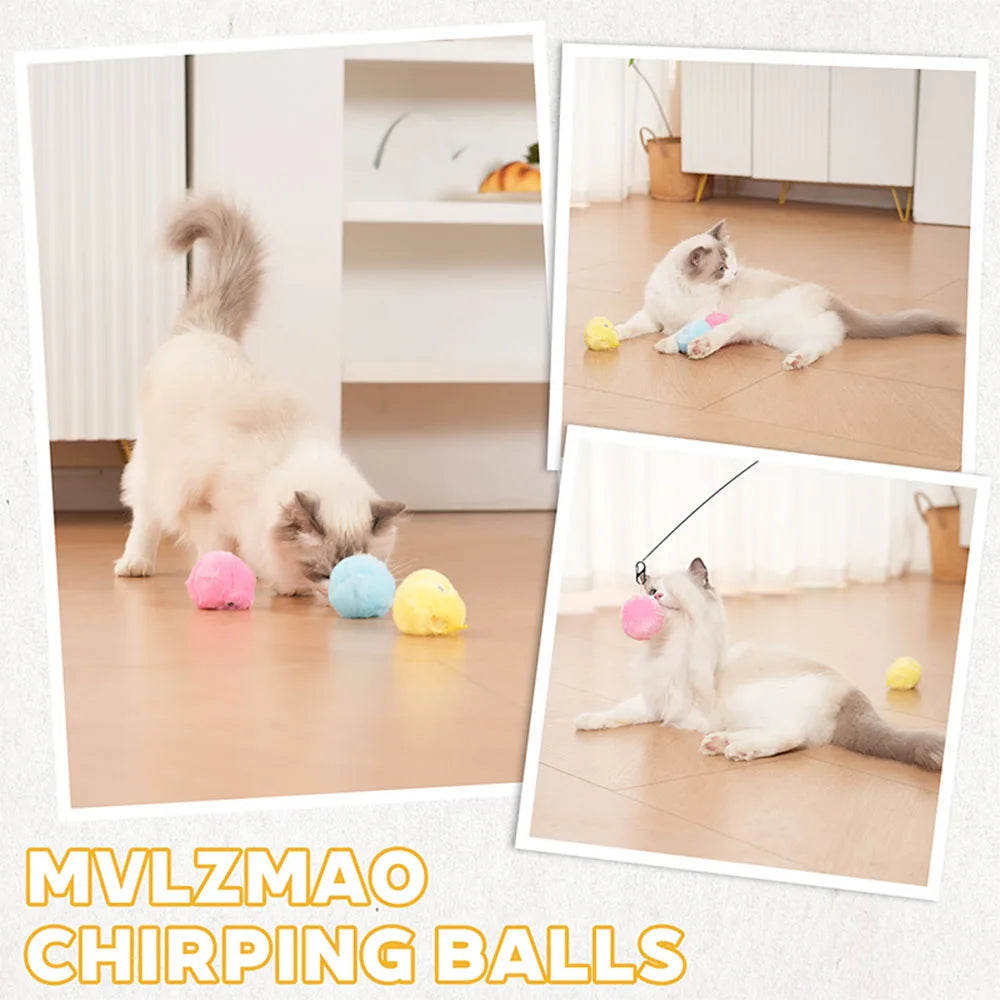 1/3PC Interactive Ball Smart Cat Toy Plush Electric Training Toy Kitten Touch Sounding Pet Product Squeak Toy Ball Chipring Ball