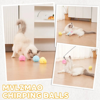 1/3PC Interactive Ball Smart Cat Toy Plush Electric Training Toy Kitten Touch Sounding Pet Product Squeak Toy Ball Chipring Ball