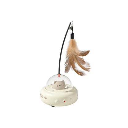 Electric Smart Teaser Cat Toy UFO Cat Teaser Stick With Bell Training Pet Toys Replaceable Feather Interactive Cat Supplies