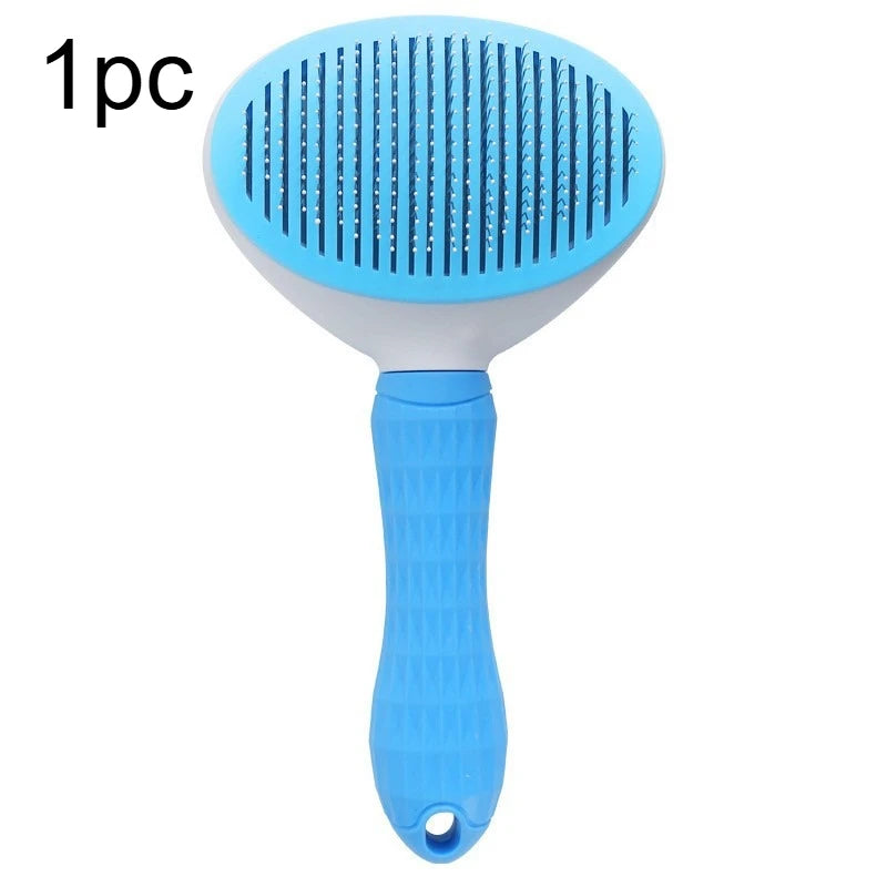 Easy-to-Clean Pet Grooming Brush with Self-Clean Button for One-Click Hair Removal - Curved Pin Deshedding Comb 7.7x4.13in(1pc)