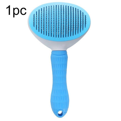 Easy-to-Clean Pet Grooming Brush with Self-Clean Button for One-Click Hair Removal - Curved Pin Deshedding Comb 7.7x4.13in(1pc)