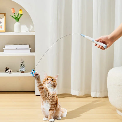 BOOTEELY Electric Suction Cup Cat Toy Butterfly Flying Cat Toy Self-entertaining Cat Toy Long Rod Steel Wire Cat Toy