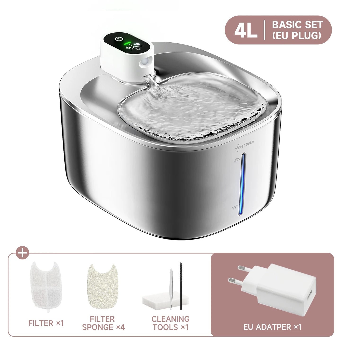 APETDOLA 4L Smart Wireless Cat Water Fountain with Automatic Sensor Drinking System for Cats