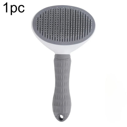 Easy-to-Clean Pet Grooming Brush with Self-Clean Button for One-Click Hair Removal - Curved Pin Deshedding Comb 7.7x4.13in(1pc)