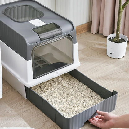 Large Fully Enclosed Cat Toilet Odor Elimination Splash Proof Litter Tray Ultraviolet Sterilization Drawer Type Cat Litter Box