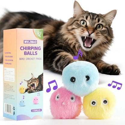 1/3PC Interactive Ball Smart Cat Toy Plush Electric Training Toy Kitten Touch Sounding Pet Product Squeak Toy Ball Chipring Ball