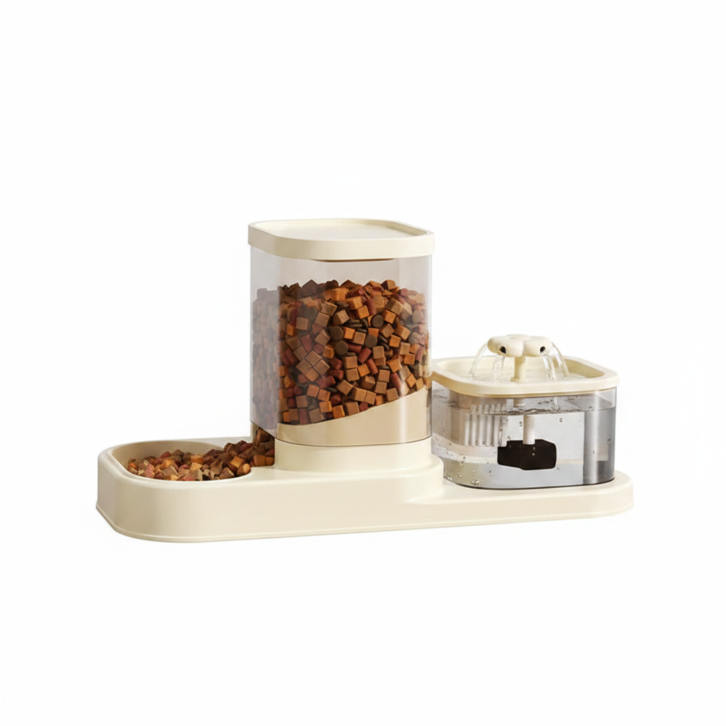 2-in-1 Cat Water Fountain & Feeder | Automatic Circulating Flow Pet Dispenser