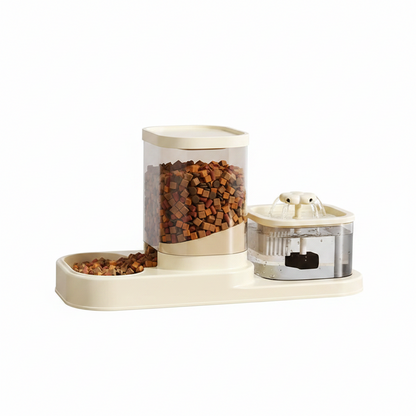 2-in-1 Cat Water Fountain & Feeder | Automatic Circulating Flow Pet Dispenser