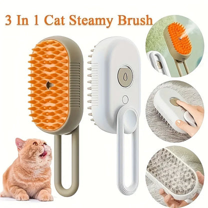 Steam Spray Pet Grooming Comb — No-Wash Detangling & Deshedding Brush