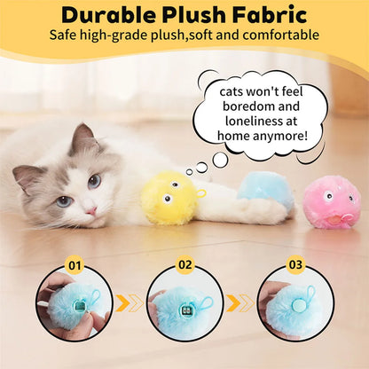1/3PC Interactive Ball Smart Cat Toy Plush Electric Training Toy Kitten Touch Sounding Pet Product Squeak Toy Ball Chipring Ball