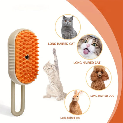 Steam Spray Pet Grooming Comb — No-Wash Detangling & Deshedding Brush