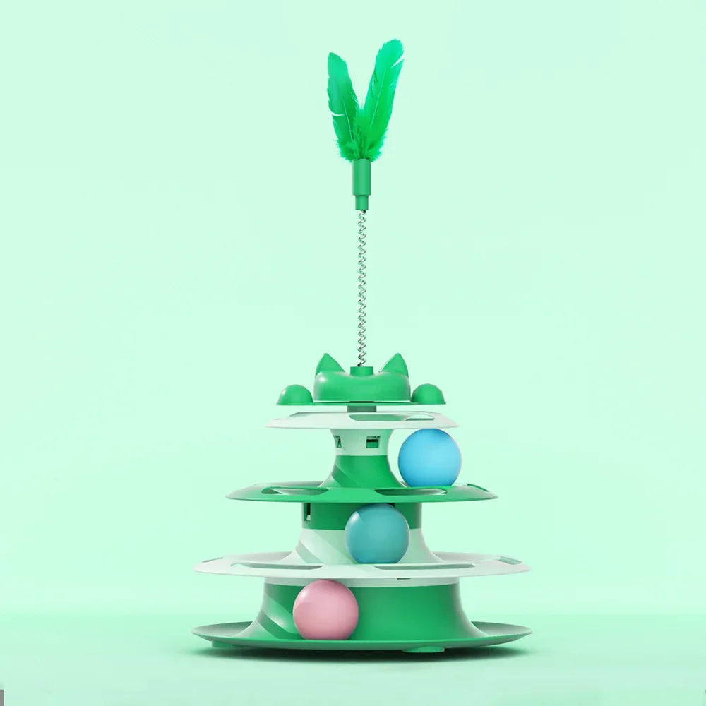 Interactive Cat Toy Set — Spinning Turntable & Feather Wand for Indoor Cats