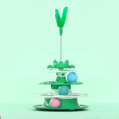 Interactive Cat Toy Set — Spinning Turntable & Feather Wand for Indoor Cats