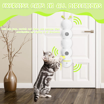 Smart Caterpillars Toy Rechargeable Motion Activated Interactive Cat Toy with Suction Cup Wall and Window Mounted for Pet