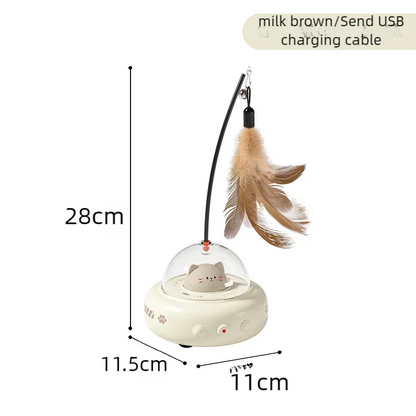 Electric Smart Teaser Cat Toy UFO Cat Teaser Stick With Bell Training Pet Toys Replaceable Feather Interactive Cat Supplies