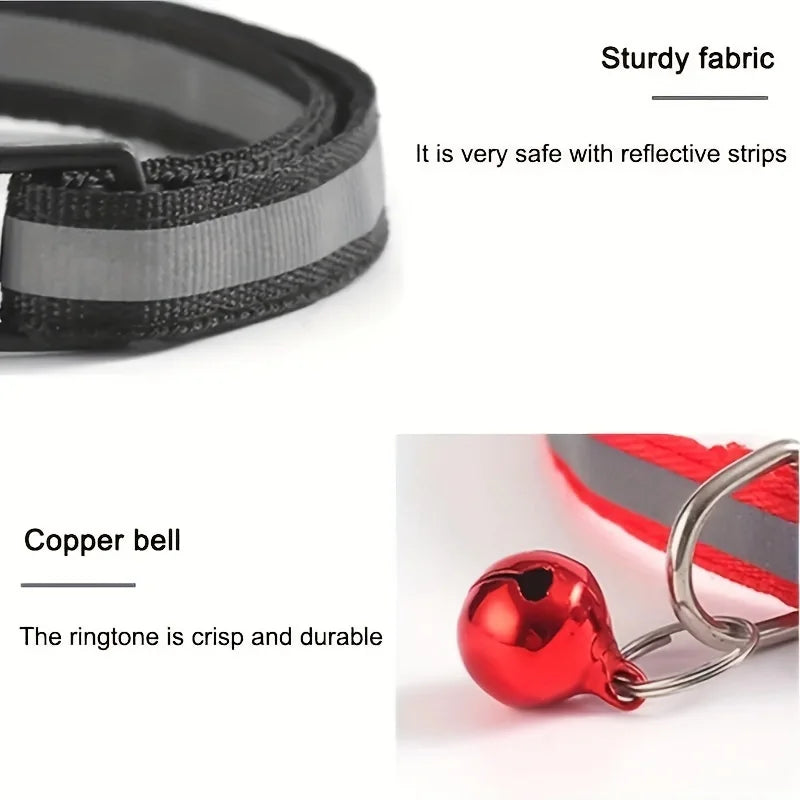 Reflective Breakaway Cat Collar Set — 10-Pack with Bells & Round Ears