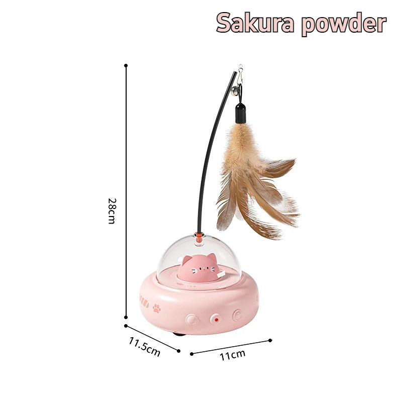 Smart Teaser Cat Toy Electric UFO Cat Teaser Stick With Bell Training Pet Toys Replaceable Feather Interactive Cat Supplies