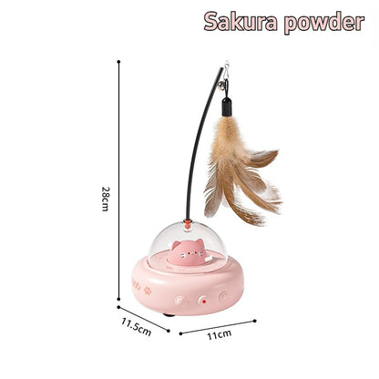 Smart Teaser Cat Toy Electric UFO Cat Teaser Stick With Bell Training Pet Toys Replaceable Feather Interactive Cat Supplies