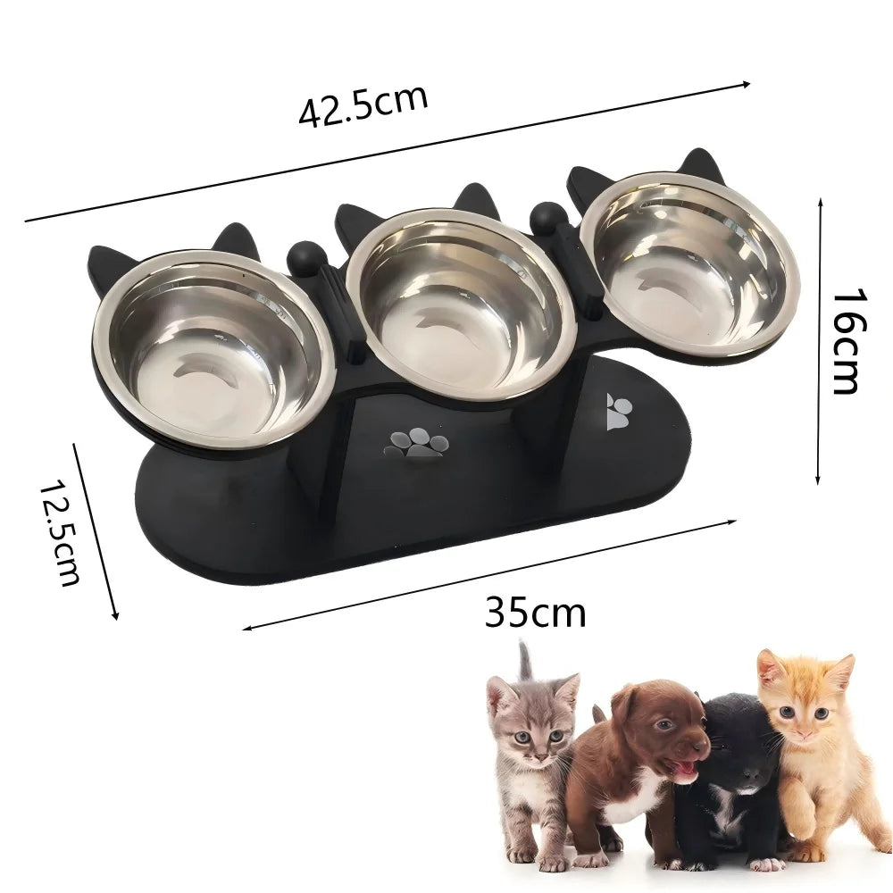 Elevated Cat Bowl with Wooden Stand