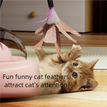 Electric Smart Teaser Cat Toy UFO Cat Teaser Stick With Bell Training Pet Toys Replaceable Feather Interactive Cat Supplies